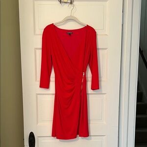 Express Vibrant Red Long Sleeve Dress